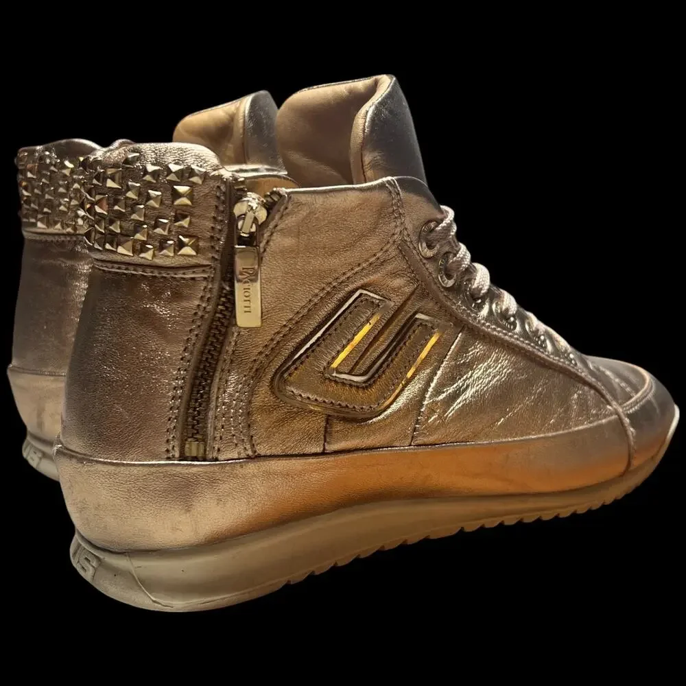 CESARE PACIOTTI Luxury 4US Women's 37/US 7 Gold High Top Sneakers Studs - Picture 5 of 16
